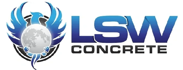 LSW Concrete logo with blue phoenix emblem.