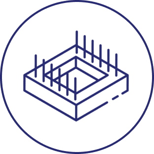 Dark blue background with a faint geometric cube design.